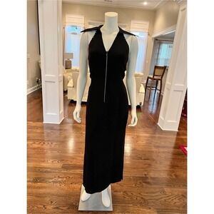 Alberto Makali, black rhinestone trim dress size 14